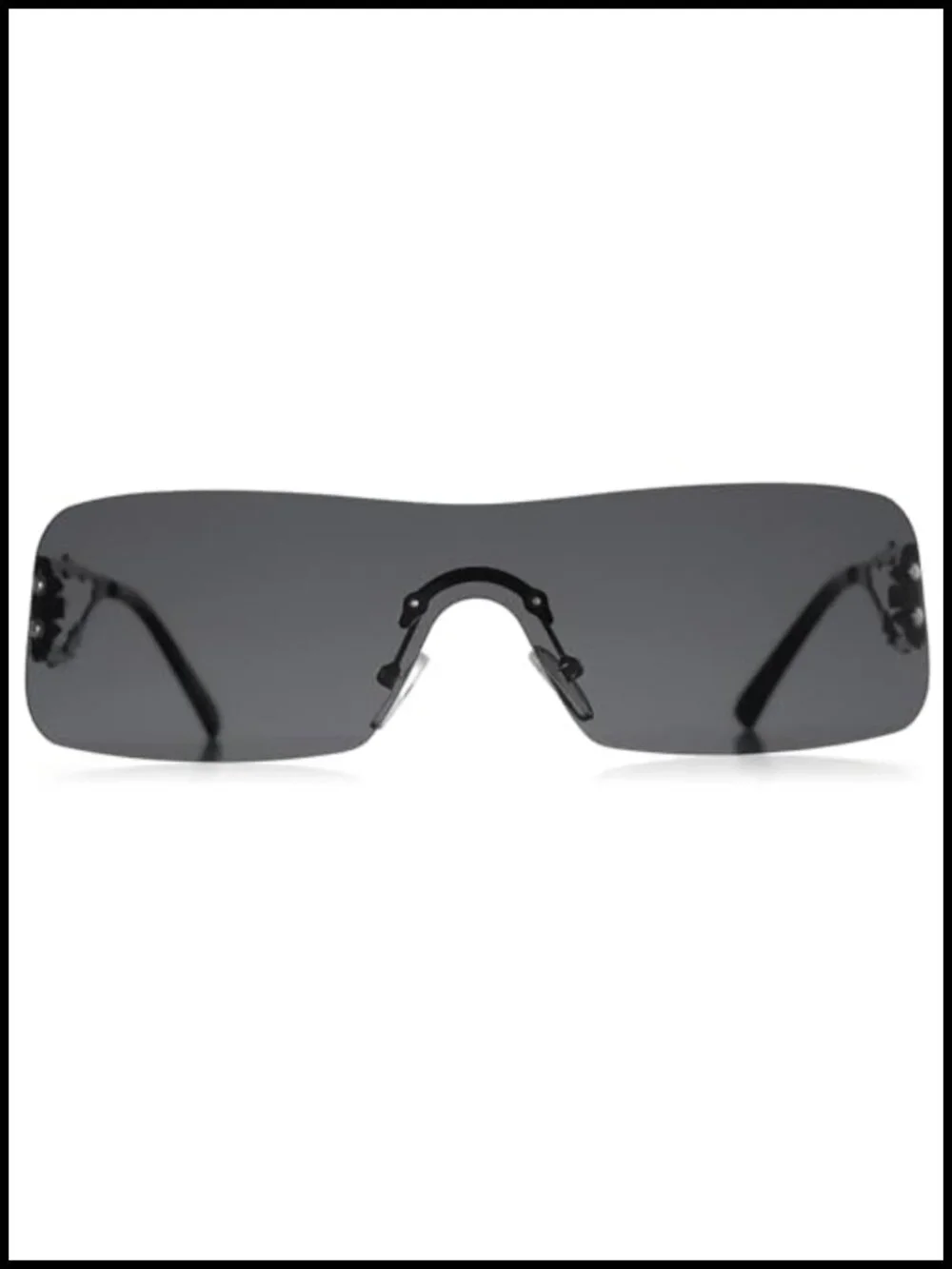 Rimless Wrap Around Sunglasses UV400 Protection Futuristic Y2K